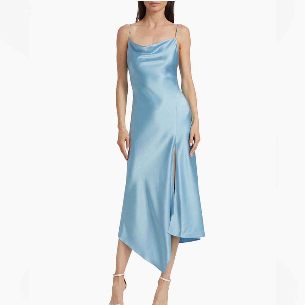 Alice + Olivia Harmony Asymmetric Satin Dress